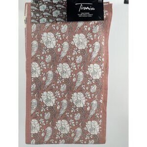 NEW Tiramisu Table Runner 100% Cotton Mauve White Floral Phesant 14" x 108"